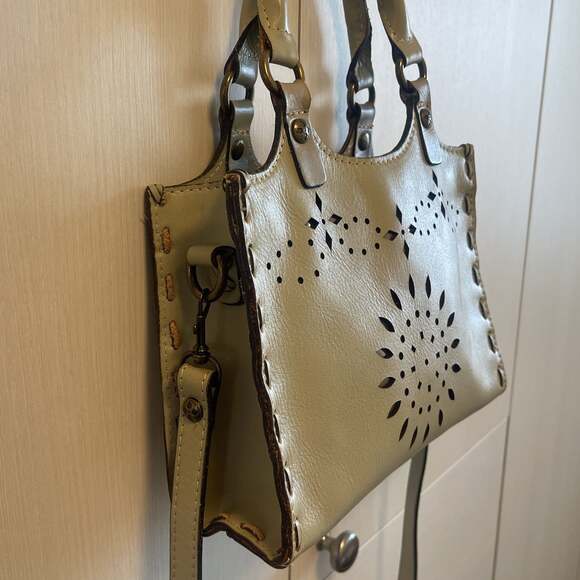 Patricia Nash Laser Cut Chiara Leather Satchel/Crossbody Bag - Picture 2 of 10